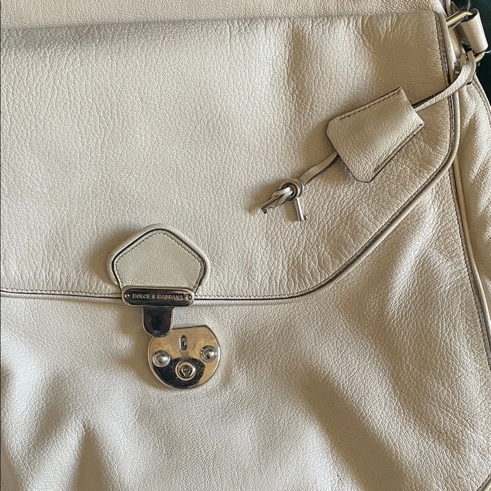 Dolce & Gabbana Cream Leather Satchel